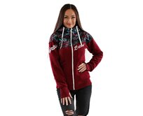 Dámská softshell bundomikina s kapucí na zip Barrsa Double Soft Script Tropic/Bordo Vínová, XS, Softshell