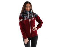 Dámská softshell bundomikina s kapucí na zip Barrsa Double Soft Script Tropic/Bordo Vínová, S, Softshell