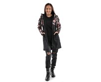 Dámský kabát  Kombi Barrsa Double Soft Script / Black / flowers Černá, S, Bavlna