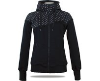 Dámská softshell bundomikina s kapucí na zip Barrsa Double Soft Script Black Dots/Black Černá, XXL, Bavlna