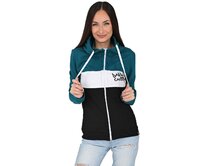 Dámská mikina skate s kapucí na zip Petrolej / Black Petrolejová, XL, Bavlna