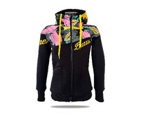 Dámská softshell bundomikina s kapucí na zip Barrsa Double Soft Script Grafic/Black Černá, S, Softshell