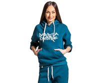 Dámská mikina s kapucí přes hlavu Barrsa Original short kerosene Petrolejová, XL, Bavlna