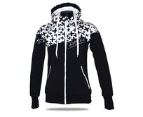 Dámská softshell bundomikina s kapucí na zip Barrsa Double Soft Script White Cross/Black/White Černá, XL, Bavlna