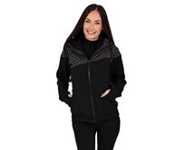 Dámská softshell bundomikina s kapucí na zip Barrsa Double Soft Script Black Dots/Black Černá, S, Bavlna