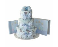Bebé de París Třípatrový plenkový dort Šťastné vzpomínky - modrý modrý, 3 - 6 měsíců