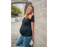 Bobánek Těhotenské tričko krátký rukáv - Černé S S
