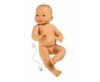 Llorens  NEW BORN CHLAPEČEK- realistická panenka miminko žluté rasy s celovinylovým tělem - 45 cm