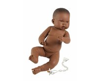 Llorens  NEW BORN HOLČIČKA - realistická panenka miminko černé rasy s celovinylovým tělem - 45 cm