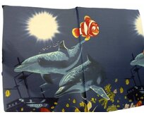 Holidaysport Skládací plážové molitanové lehátko Trieste-10 3 cm delfín + slunce + rybky