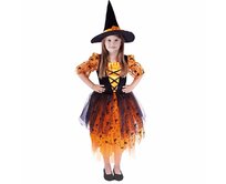 RAPPA Dětský kostým oranžová čarodějnice/Halloween s kloboukem (S) e-obal