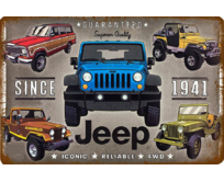 Plechová cedule Jeep Velikost: A5 (20 x 15 cm) A5 (20 x 15 cm)