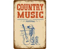 Plechová cedule Country Music Velikost: A5 (20 x 15 cm) A5 (20 x 15 cm)