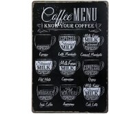 Plechová cedule Coffee Menu Velikost: A5 (20 x 15 cm) A5 (20 x 15 cm)