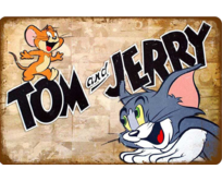 Plechová cedule Tom and Jerry Velikost: A5 (20 x 15 cm) A5 (20 x 15 cm)