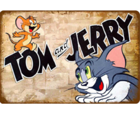 Plechová cedule Tom and Jerry Velikost: A4 (30 x 20 cm) A4 (30 x 20 cm)