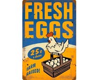 Plechová cedule Fresh Eggs Velikost: A5 (20 x 15 cm) A5 (20 x 15 cm)
