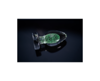 Chakra Original  Anální kolík svítící vzrušení, barva bílo - zelené pevné sklo, 4 x 8 cm