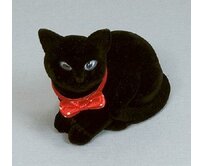 Sametová krabička na šperky - černá kočka