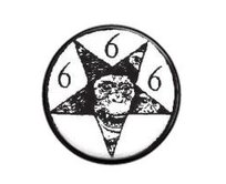 Pentagram s třemi šestkami - button