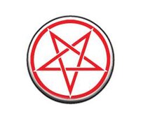 Pentagram (červený na bílém pozadí) - placka