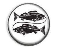 Ryby - znamení zvěrokruhu - button v bílém provedení
