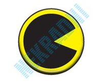 Černý PacMan na žlutém pozadí - button