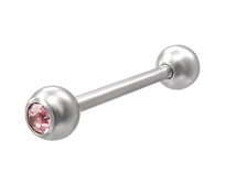 Piercing s kuličkou s růžovým sklíčkem