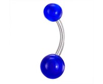 Piercing s velkou a malou modrou kuličkou