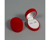 Sametová krabička na šperky - červený ovál