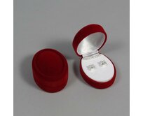 Sametová krabička na šperky - ovál v barvě bordó