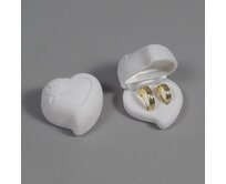 Sametová krabička na šperky - bílé srdce