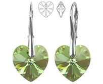 Náušnice - Swarovski Xilion Heart 14mm Peridot AB