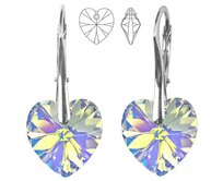 Náušnice - Swarovski Xilion Heart 14mm Crystal AB