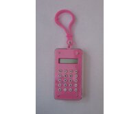 Růžová kalkulačka s hlavolamem - přívěsek na klíče