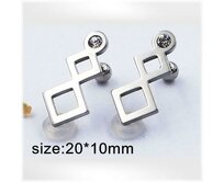 Ocelové náušnice - kosočtverce - Hmotnost: 1.8 g, 20*10mm