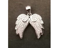 Andělská křídla zdobená mikrosettingem - přívěsek ze stříbra