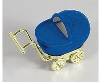 Sametová krabička na šperky - modrý kočárek
