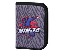 BAAGL Školní penál klasik dvě chlopně Ninja šedá, Textil