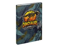 BAAGL Desky na školní sešity A4 Dinosaurs World modrá, papír