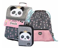 Baagl Školní set Zippy Panda šedá, Textil