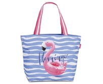 Plážová taška Fabrizio Flamingo modrá, Textil