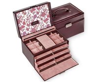 Šperkovnice Sacher Jasmin Leather Florage vínová, Kůže