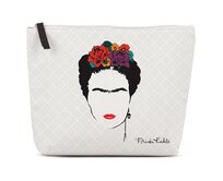 Kosmetická taška Frida Kahlo L bílá, Textil
