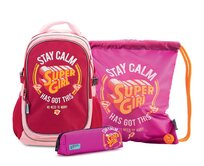Baagl Školní set Supergirl růžová, Textil