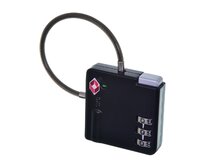 Číselný zámek TSA d&n s lankem černá, Kov