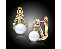 Pozlacené perlové náušnice Venus White Pearl