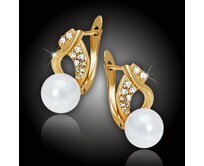 Pozlacené perlové náušnice Nymfa White Pearl