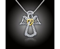 Elanis Jewel Nádherný stříbrný náhrdelník Anděl se zlatým srdíčkem SNAHAND1