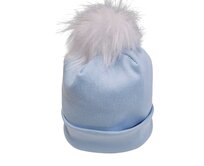 Ebbie Dámská čepice s bambulí - BABY BLUE - ŽEBROVANÁ Velikost: 54 54